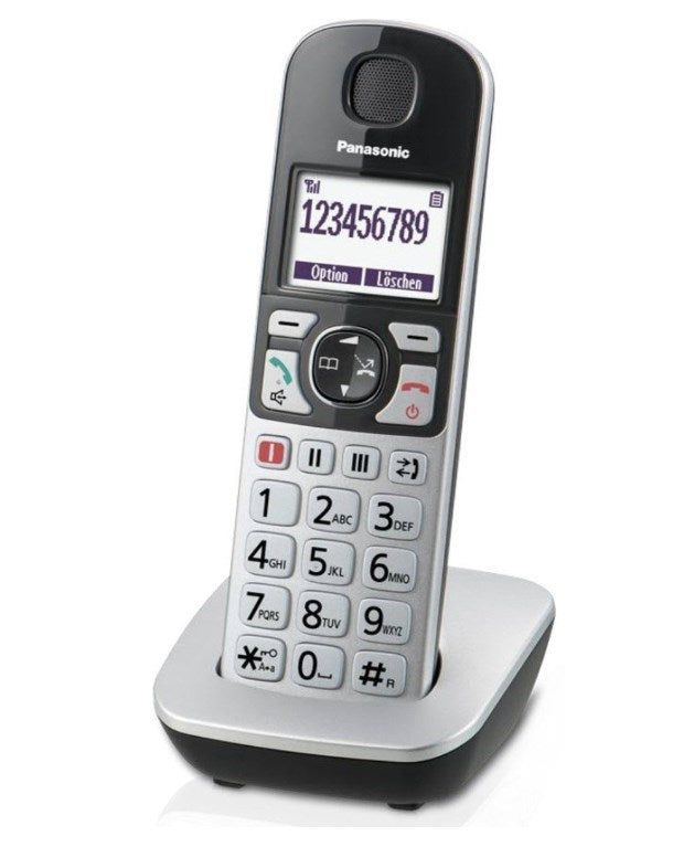 Panasonic IP-Großtasten-Schnurlostelefon KX-TGQ500GS - silber Panasonic IP-Großtasten-Schnurlostelefon KX-TGQ500GS - silber
